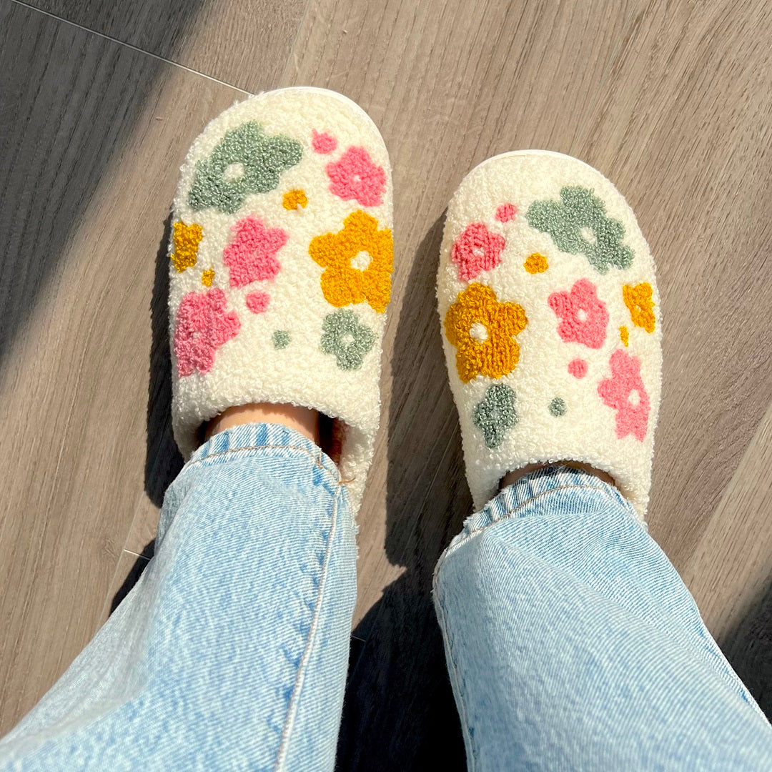 Pantofole a Fiori da Casa, Morbide Pantofole in Peluche da Donna-Modaso
