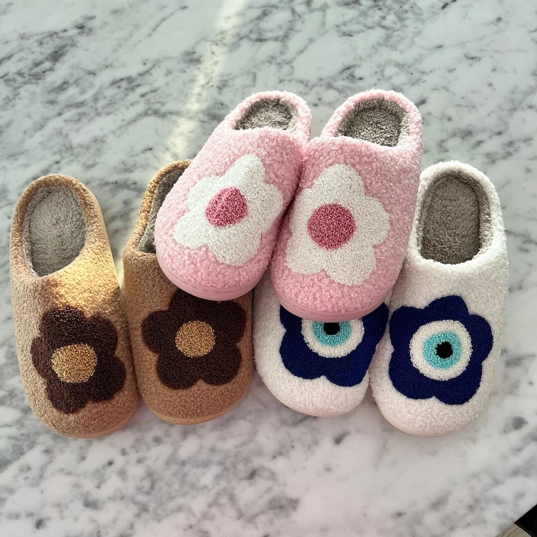 Pantofole a Fiori da Donna, Morbide Pantofole in Peluche da Casa-Modaso