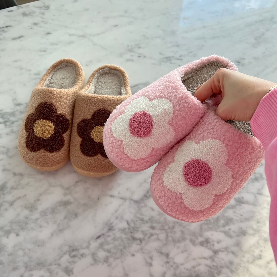 Pantofole a Fiori da Donna, Morbide Pantofole in Peluche da Casa-Modaso