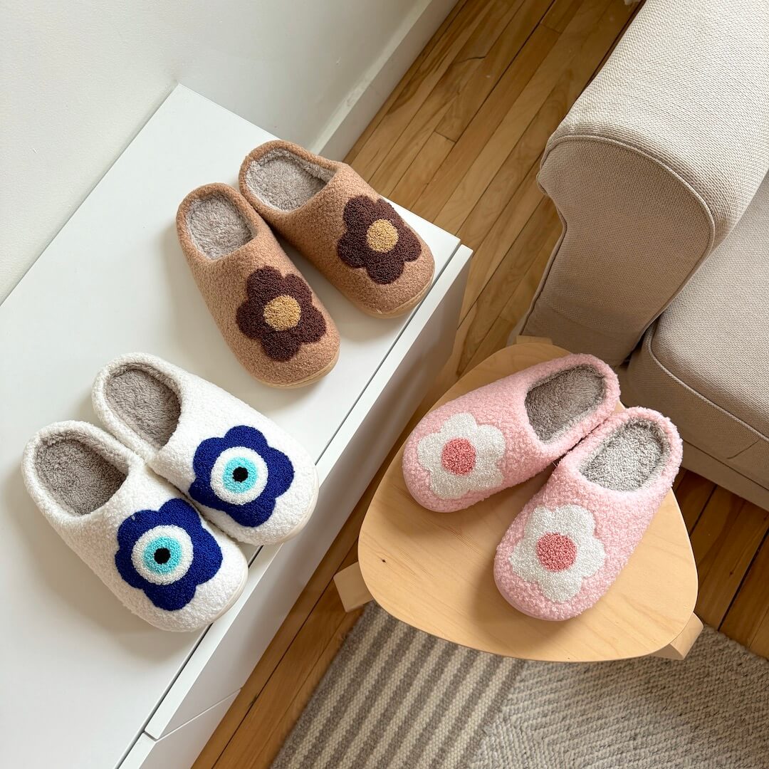 Pantofole a Fiori da Donna, Morbide Pantofole in Peluche da Casa-Modaso