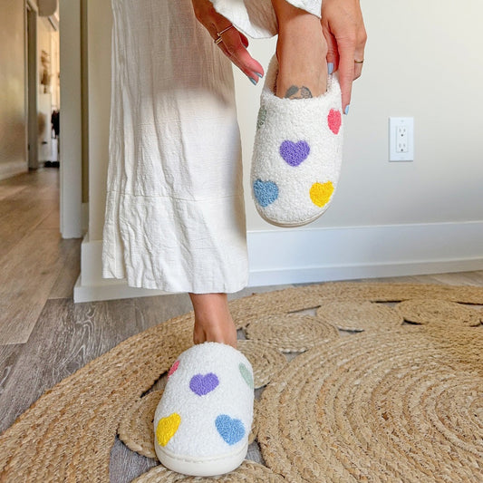 Pantofole con Cuori, Morbide Pantofole da Casa da Donna-36-37-Modaso