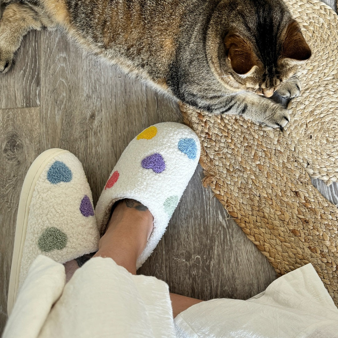 Pantofole con Cuori, Morbide Pantofole da Casa da Donna-Modaso