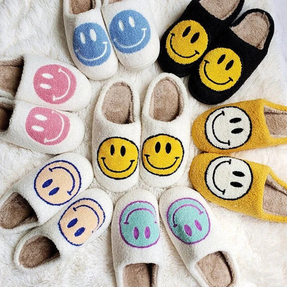 Pantofole con Faccina Sorridente, Morbide Pantofole da Casa da Donna-Modaso