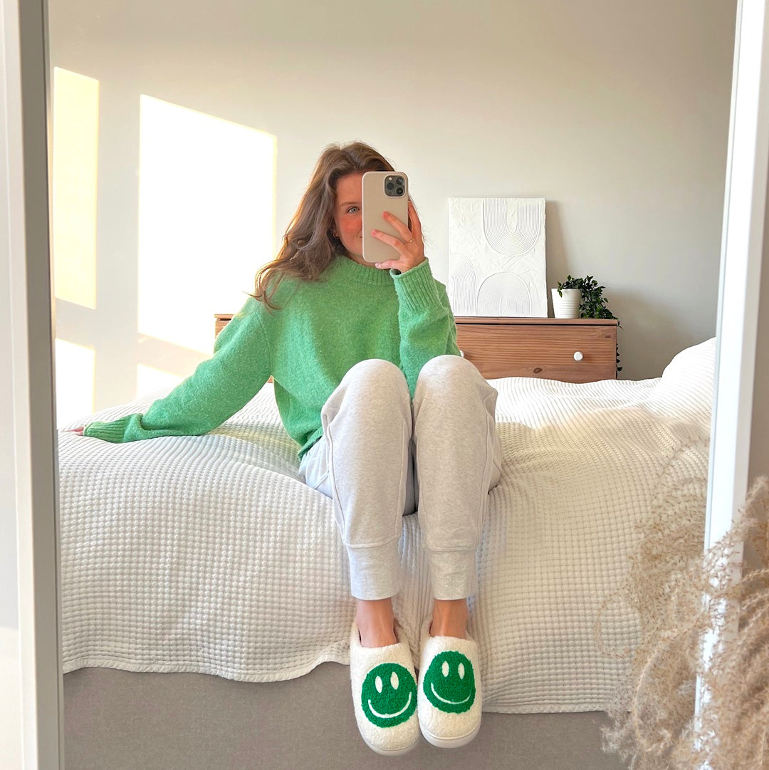Pantofole con Faccina Sorridente da Donna, Morbide Pantofole da Casa-Modaso