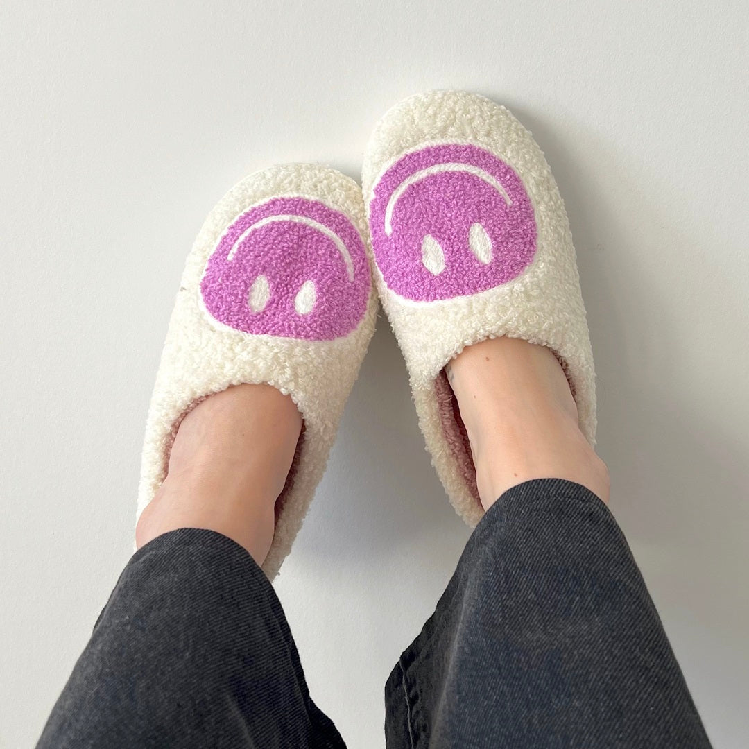 Pantofole con Faccina Sorridente da Donna, Morbide Pantofole da Casa-Modaso