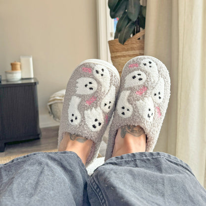 Pantofole con Fantasmini, Morbide Pantofole da Casa da Donna-Grigio-35-36-Modaso
