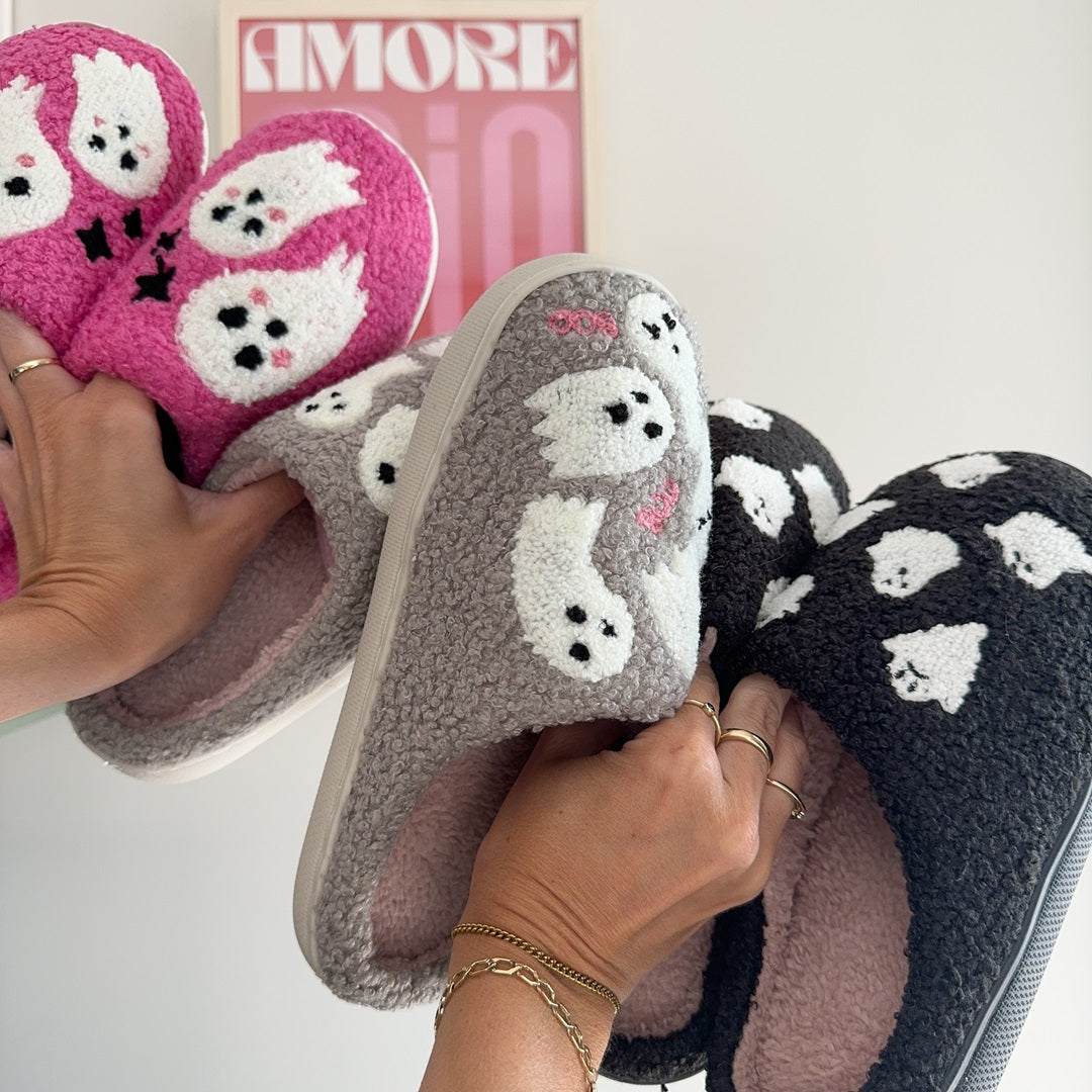 Pantofole con Fantasmini, Morbide Pantofole da Casa da Donna-Modaso