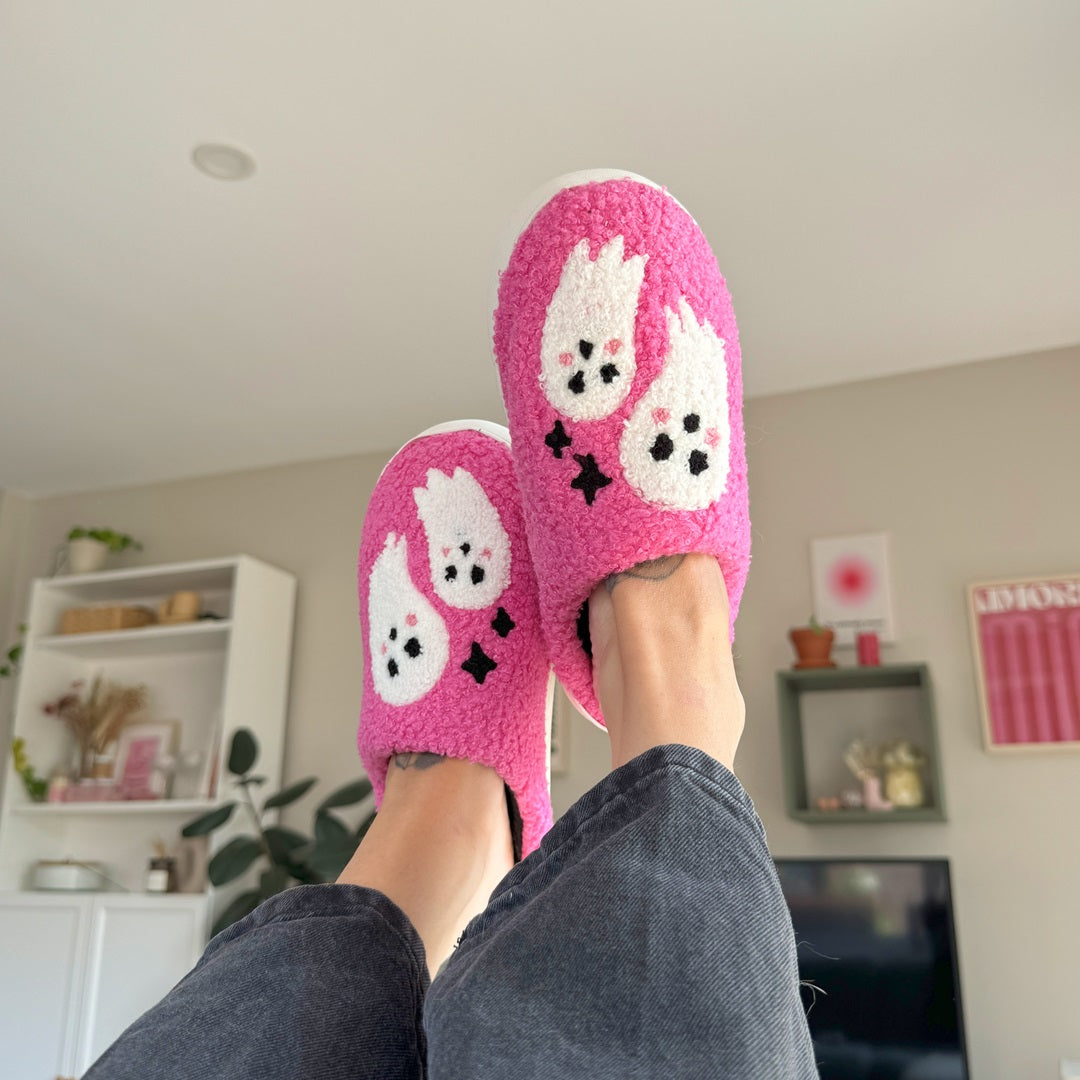 Pantofole con Fantasmini, Morbide Pantofole da Casa da Donna-Rosa-35-36-Modaso