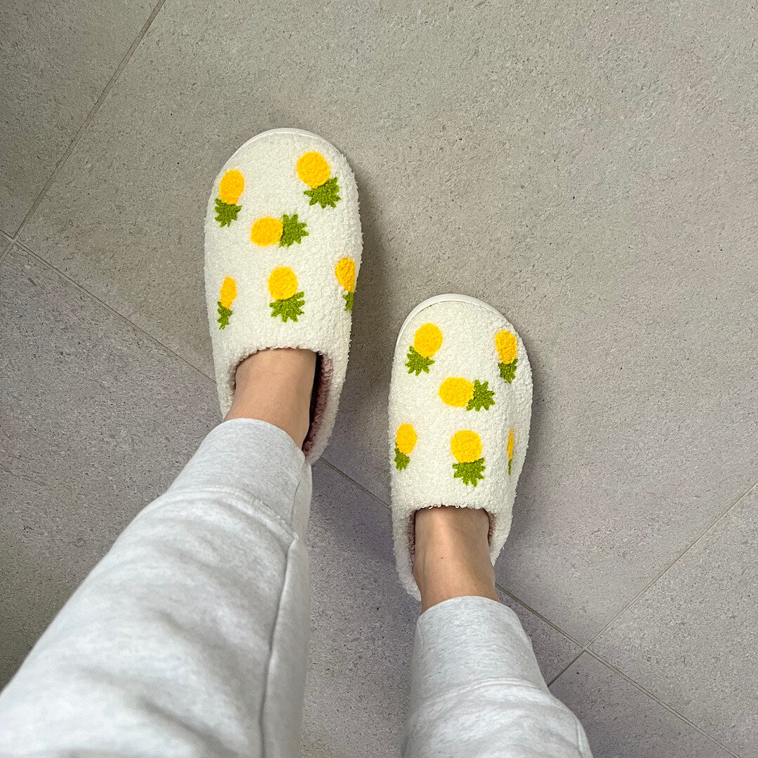 Pantofole con Frutta, Pantofole da Casa da Donna-Ananas-35-36-Modaso