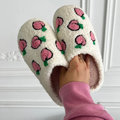Pantofole con Frutta, Pantofole da Casa da Donna-Pesca-35-36-Modaso