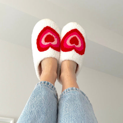Pantofole con Stampa a Cuori, Morbide Pantofole da Casa-35-36-Modaso