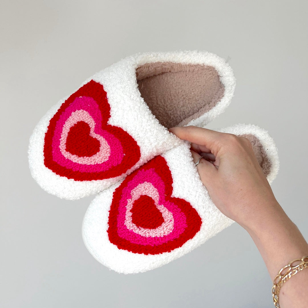 Pantofole con Stampa a Cuori, Morbide Pantofole da Casa-Modaso