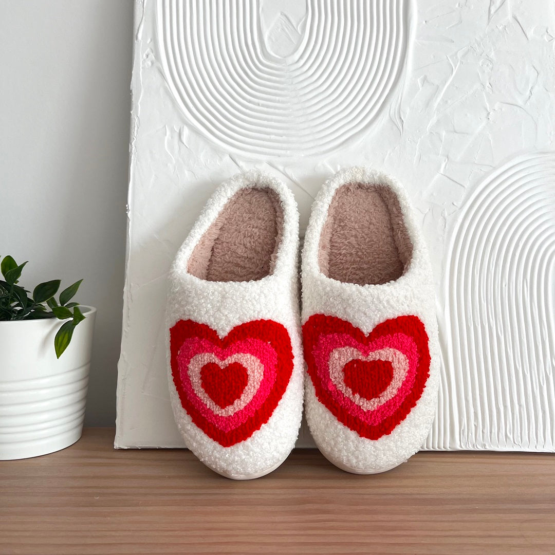 Pantofole con Stampa a Cuori, Morbide Pantofole da Casa-Modaso