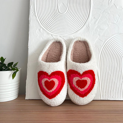 Pantofole con Stampa a Cuori, Morbide Pantofole da Casa-Modaso