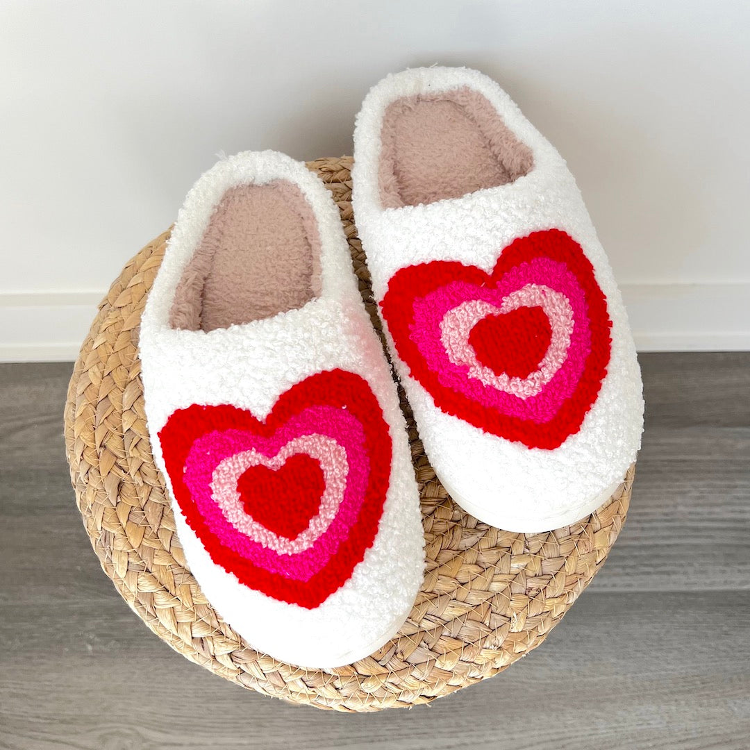 Pantofole con Stampa a Cuori, Morbide Pantofole da Casa-Modaso