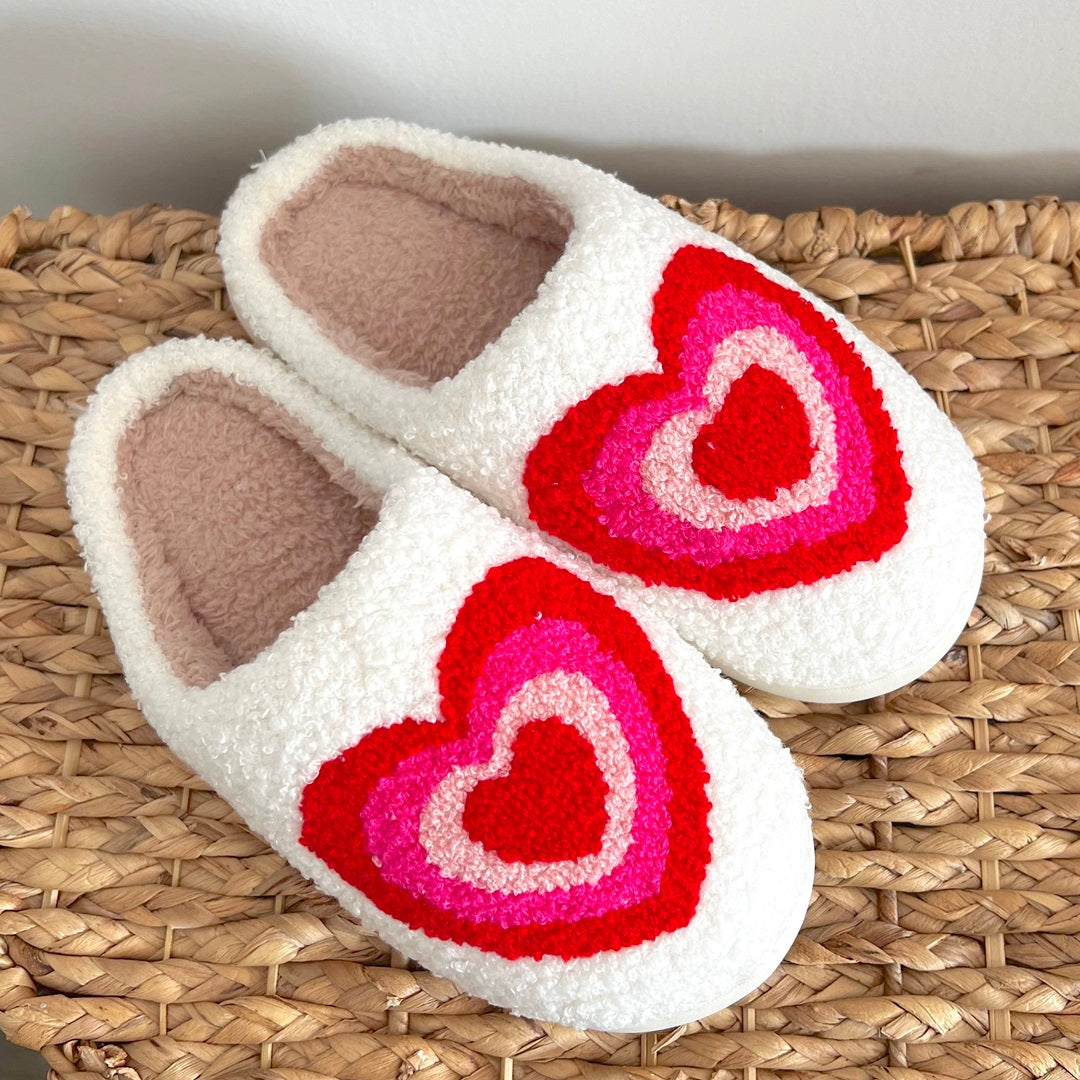 Pantofole con Stampa a Cuori, Morbide Pantofole da Casa-Modaso