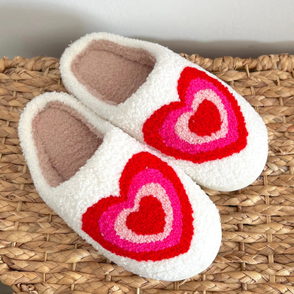 Pantofole con Stampa a Cuori, Morbide Pantofole da Casa-Modaso