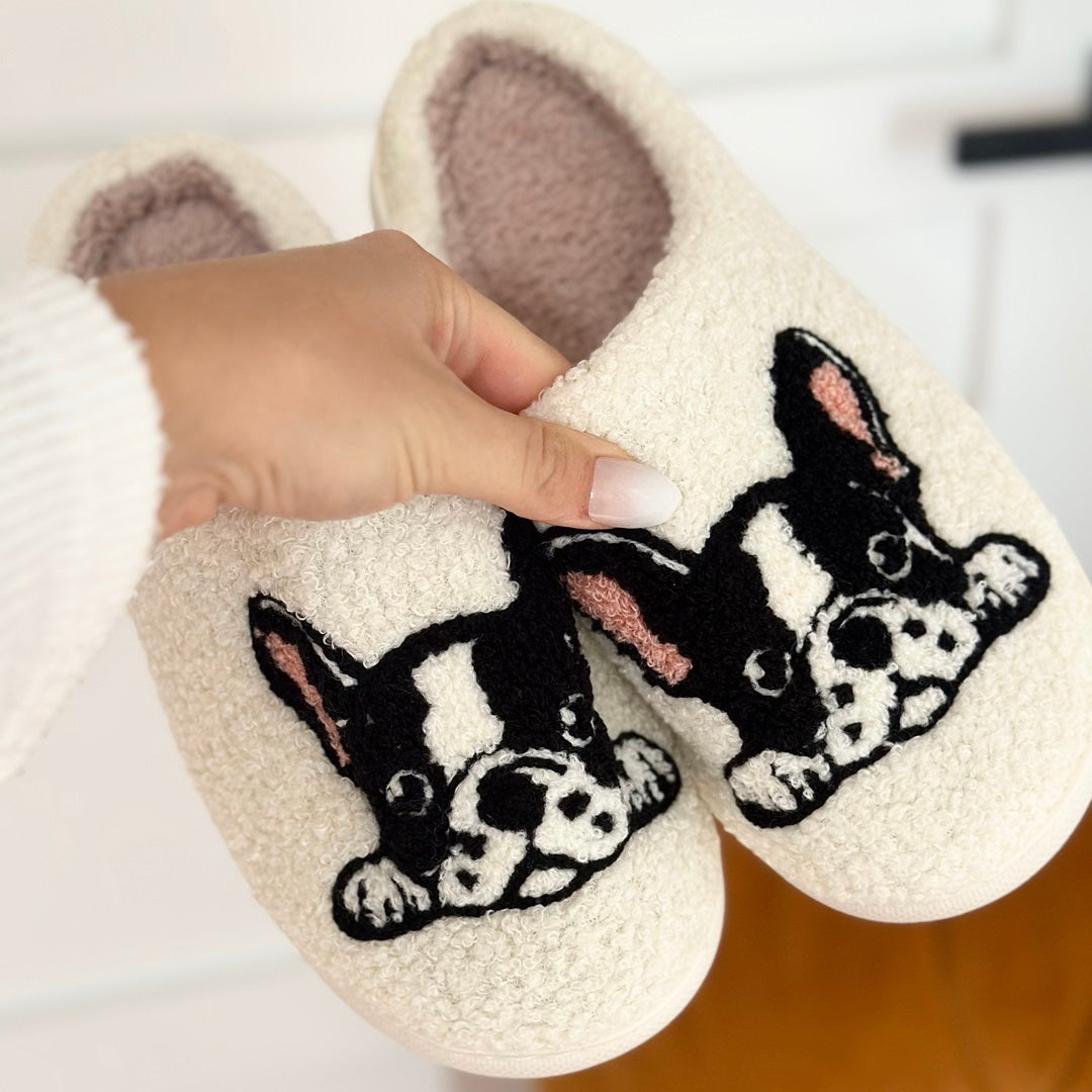 Pantofole da Donna con Stampa Boston Terrier, Morbide Pantofole da Casa-Modaso