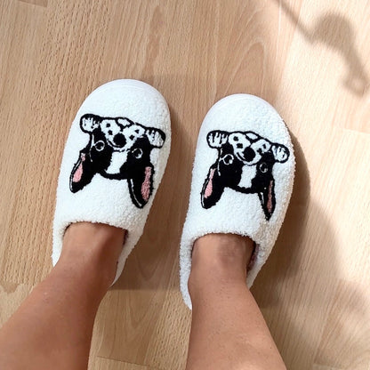 Pantofole da Donna con Stampa Boston Terrier, Morbide Pantofole da Casa-Modaso