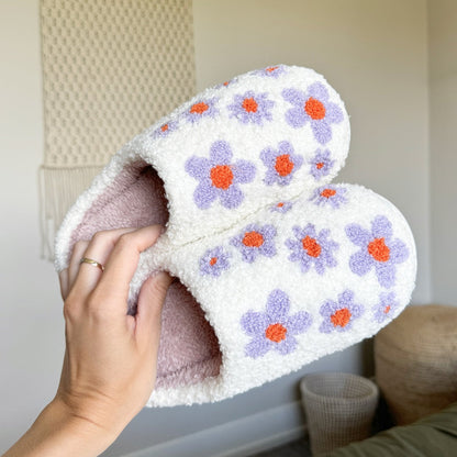 Pantofole in Peluche a Fiori da Donna, Morbide Pantofole da Casa-35-36-Modaso