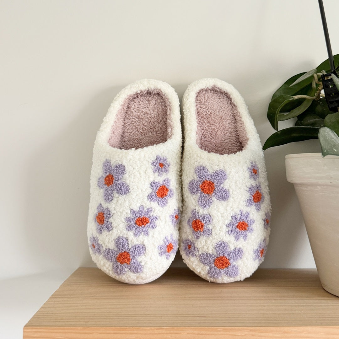 Pantofole in Peluche a Fiori da Donna, Morbide Pantofole da Casa-Modaso