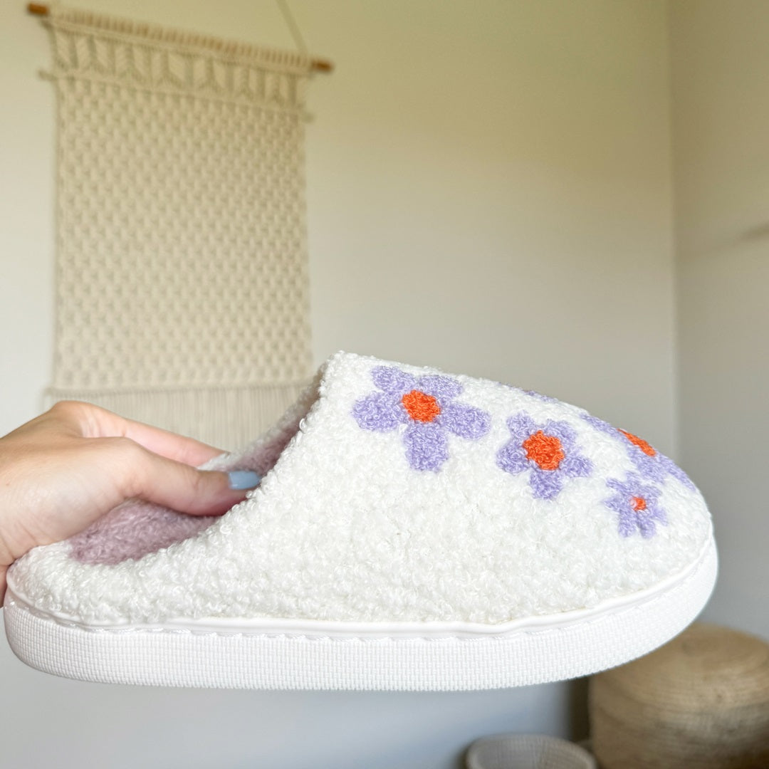 Pantofole in Peluche a Fiori da Donna, Morbide Pantofole da Casa-Modaso