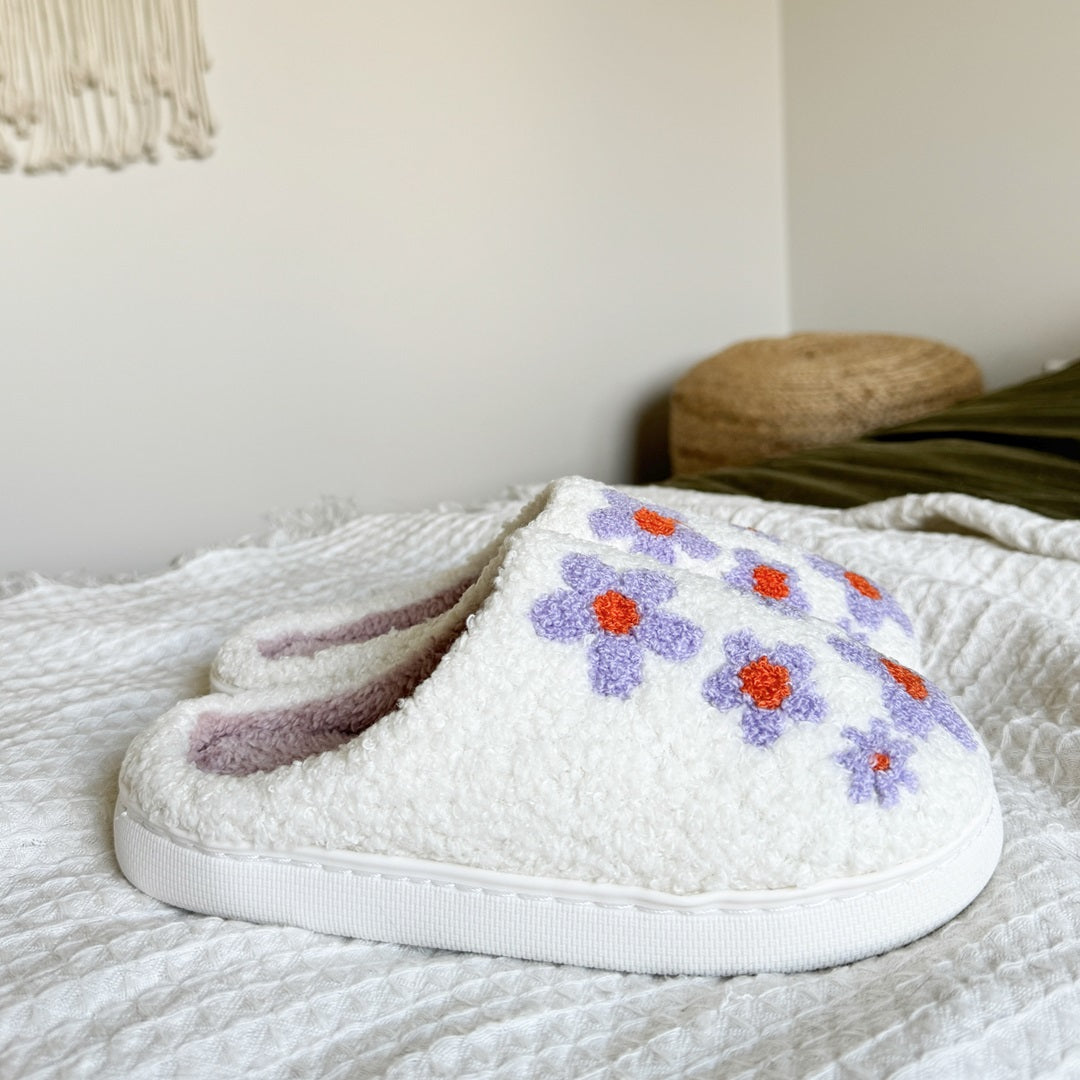 Pantofole in Peluche a Fiori da Donna, Morbide Pantofole da Casa-Modaso