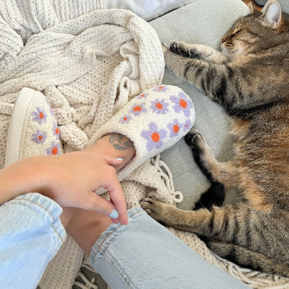 Pantofole in Peluche a Fiori da Donna, Morbide Pantofole da Casa-Modaso