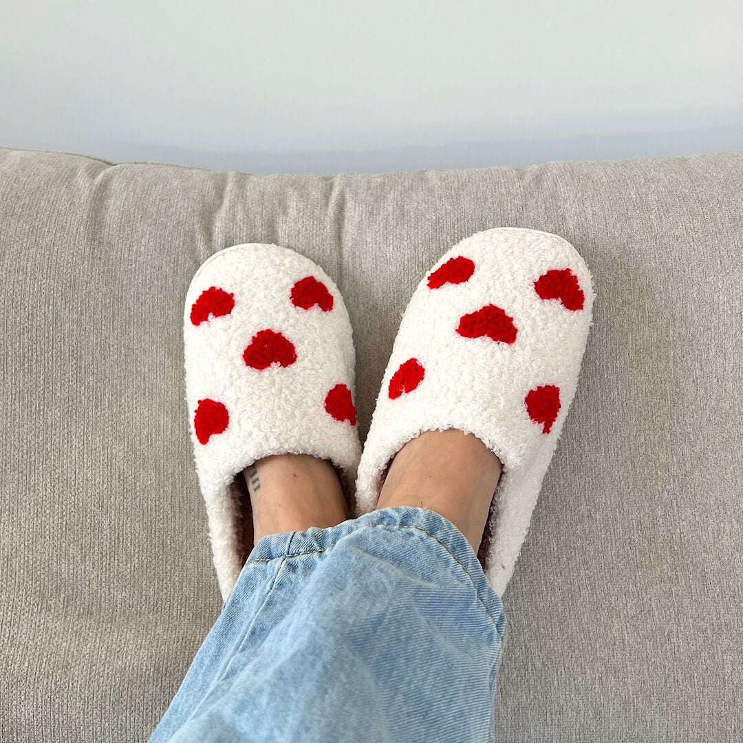 Pantofole in Peluche da Casa, Pantofole Bianche da Interno da Donna-Cuore Piccolo-36-37-Modaso