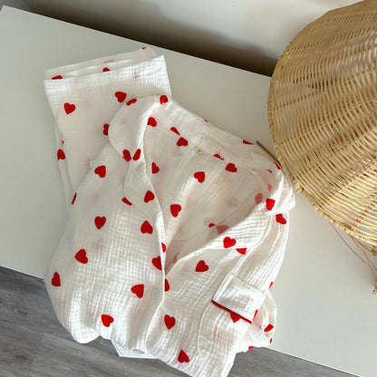 Pigiama con Cuori, Set Loungewear a Maniche Lunghe da Donna-Modaso