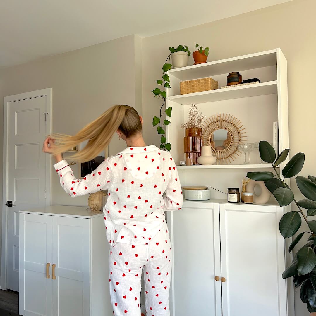 Pigiama con Cuori, Set Loungewear a Maniche Lunghe da Donna-Modaso