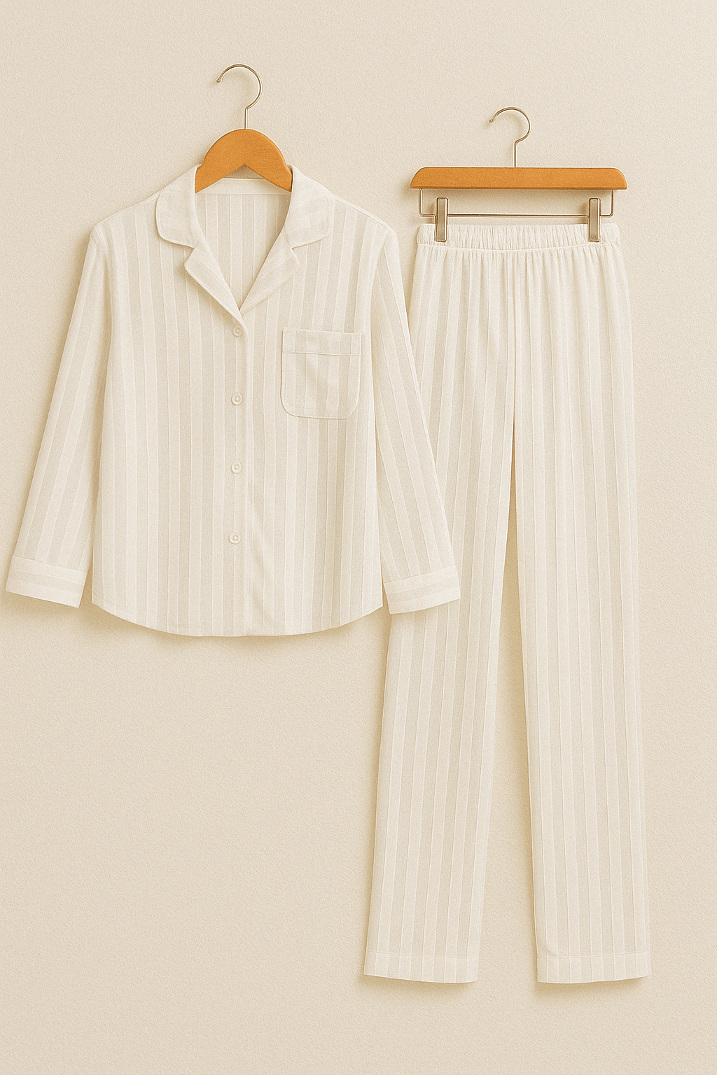 Pigiama da donna - A righe - Maniche lunghe - Pigiama in raso - Set pigiama-Modaso