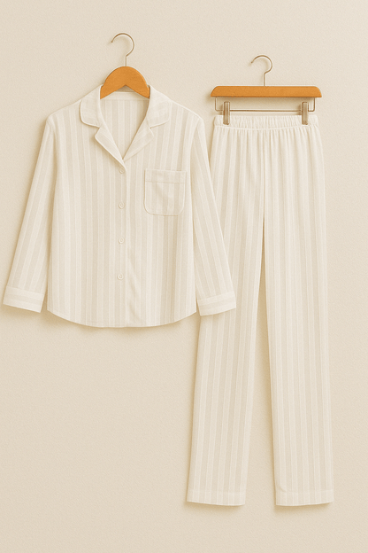 Pigiama da donna - A righe - Maniche lunghe - Pigiama in raso - Set pigiama-Modaso