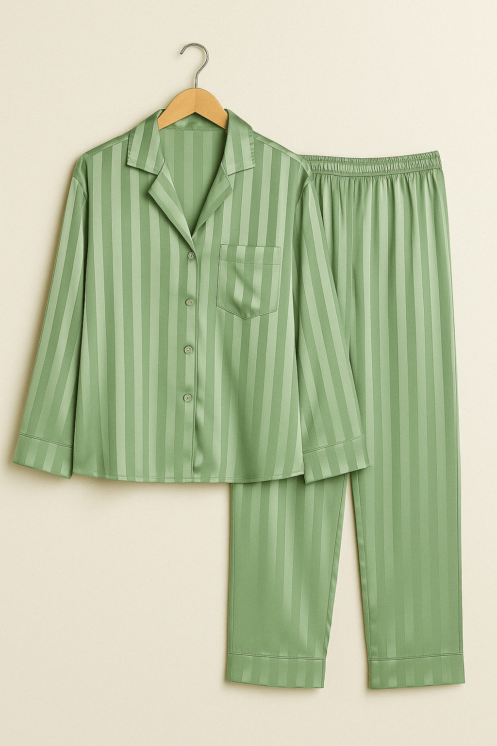Pigiama da donna - A righe - Maniche lunghe - Pigiama in raso - Set pigiama-Modaso