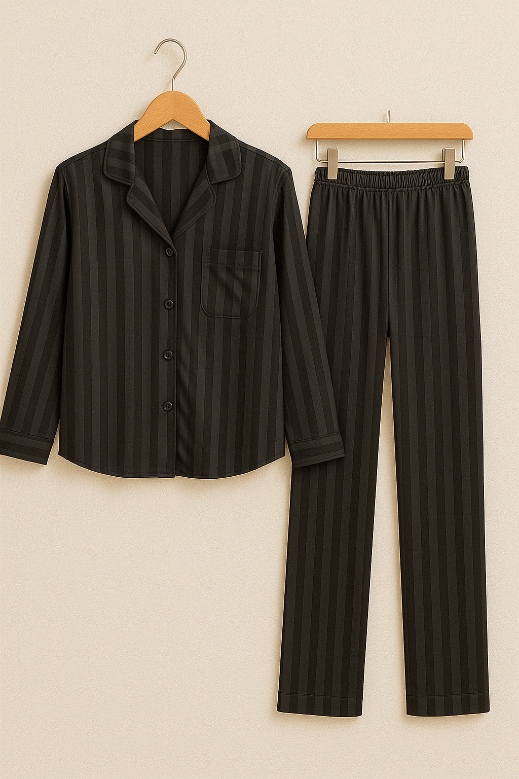 Pigiama da donna - A righe - Maniche lunghe - Pigiama in raso - Set pigiama-Modaso