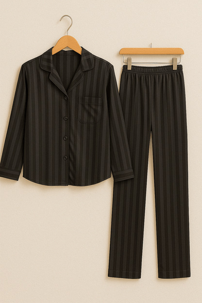 Pigiama da donna - A righe - Maniche lunghe - Pigiama in raso - Set pigiama-Modaso