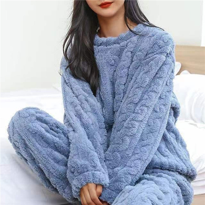 Pigiama in pile | Maniche lunghe | Caldo | Pigiama soffice | Abbigliamento da casa da donna-Modasso