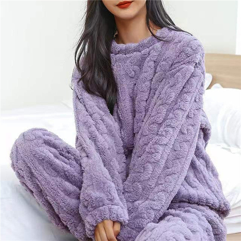 Pigiama in pile | Maniche lunghe | Caldo | Pigiama soffice | Abbigliamento da casa da donna-Modasso