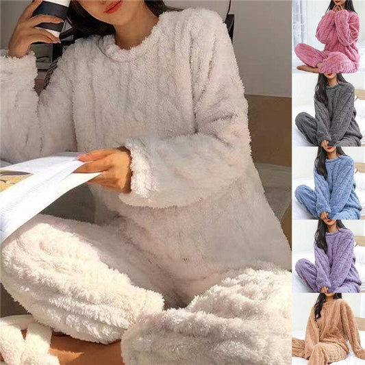 Pigiama in pile | Maniche lunghe | Caldo | Pigiama soffice | Abbigliamento da casa da donna-Modasso
