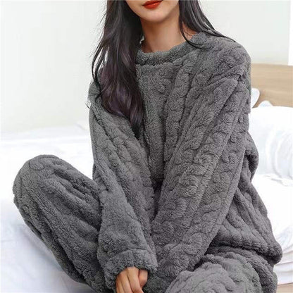 Pigiama in pile | Maniche lunghe | Caldo | Pigiama soffice | Abbigliamento da casa da donna-Nero-Taglia unica-Modasso