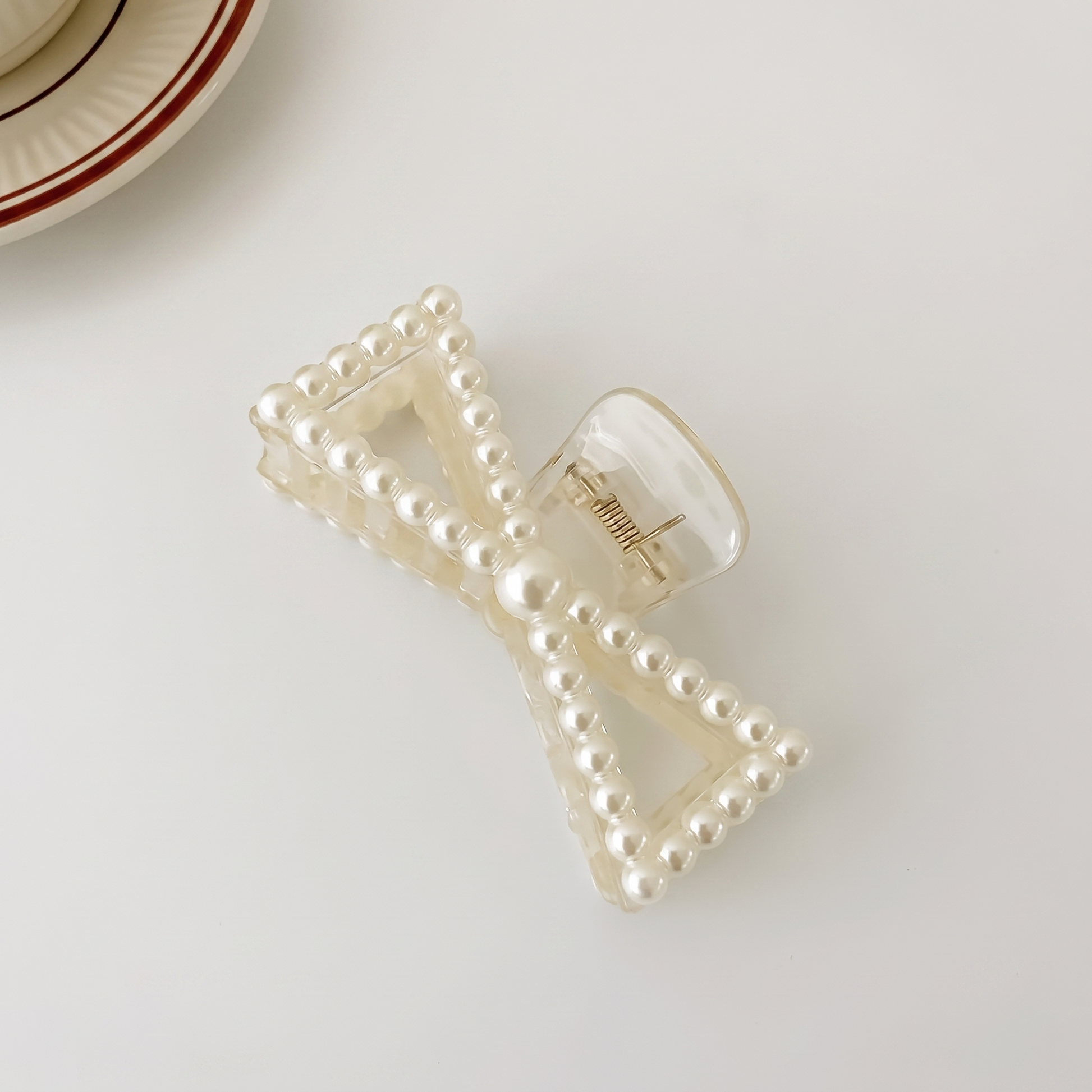 Pinza per Capelli con Perle, Accessorio Chic per Capelli-Fiocco Grande-Modaso