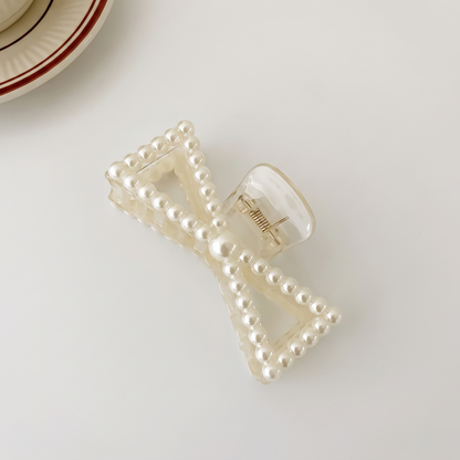 Pinza per Capelli con Perle, Accessorio Chic per Capelli-Fiocco Grande-Modaso