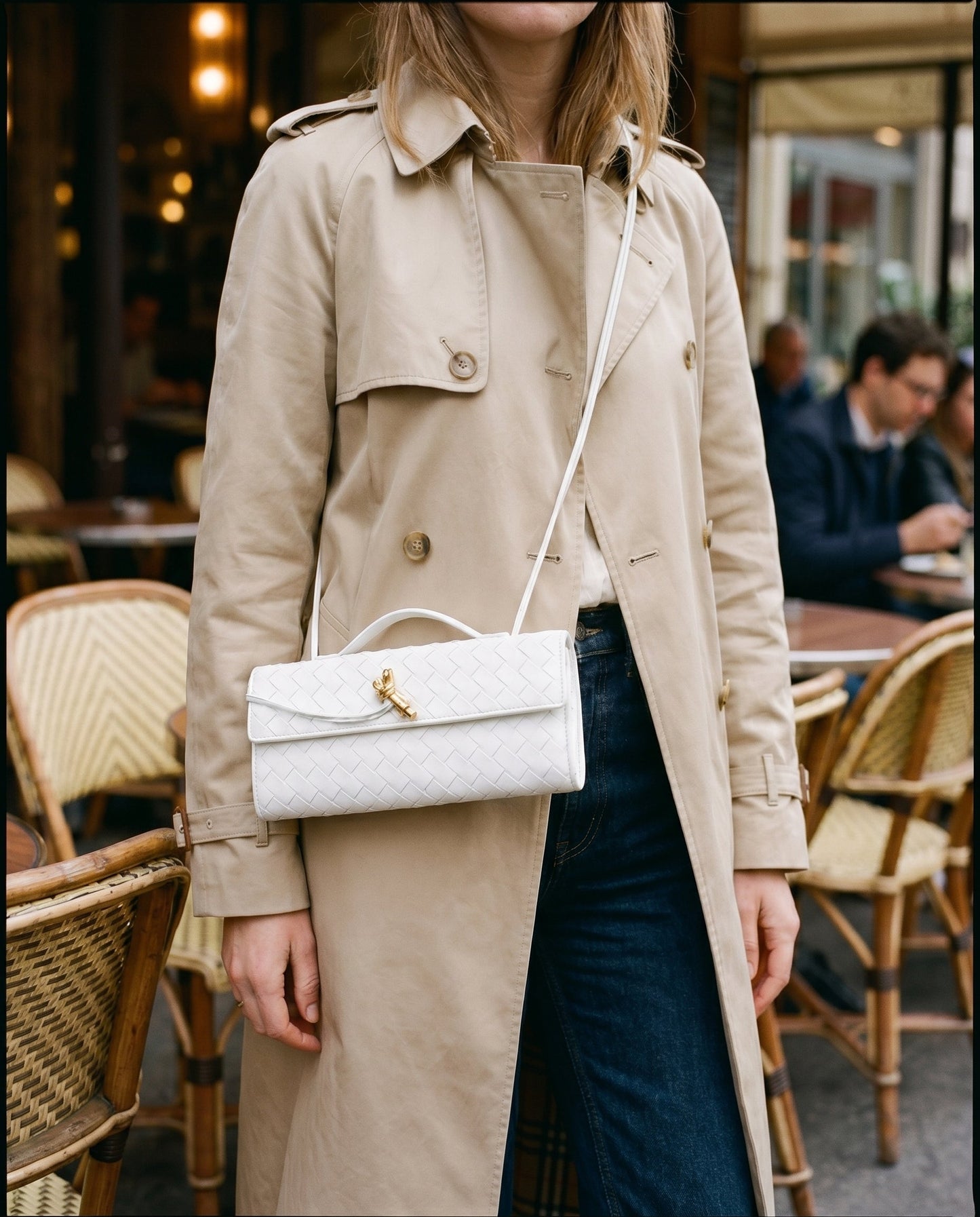 Pochette Intrecciata, Piccola Borsa a Tracolla, Ecopelle-Modaso