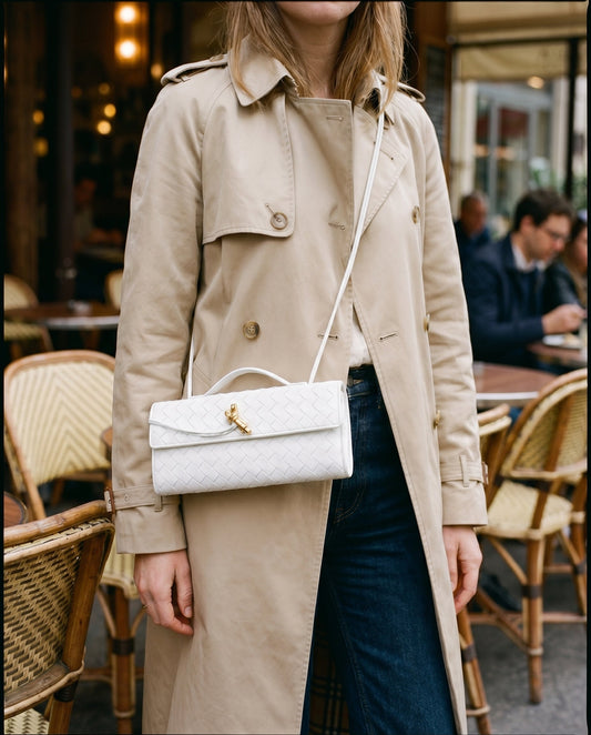 Pochette Intrecciata, Piccola Borsa a Tracolla, Ecopelle-Modaso