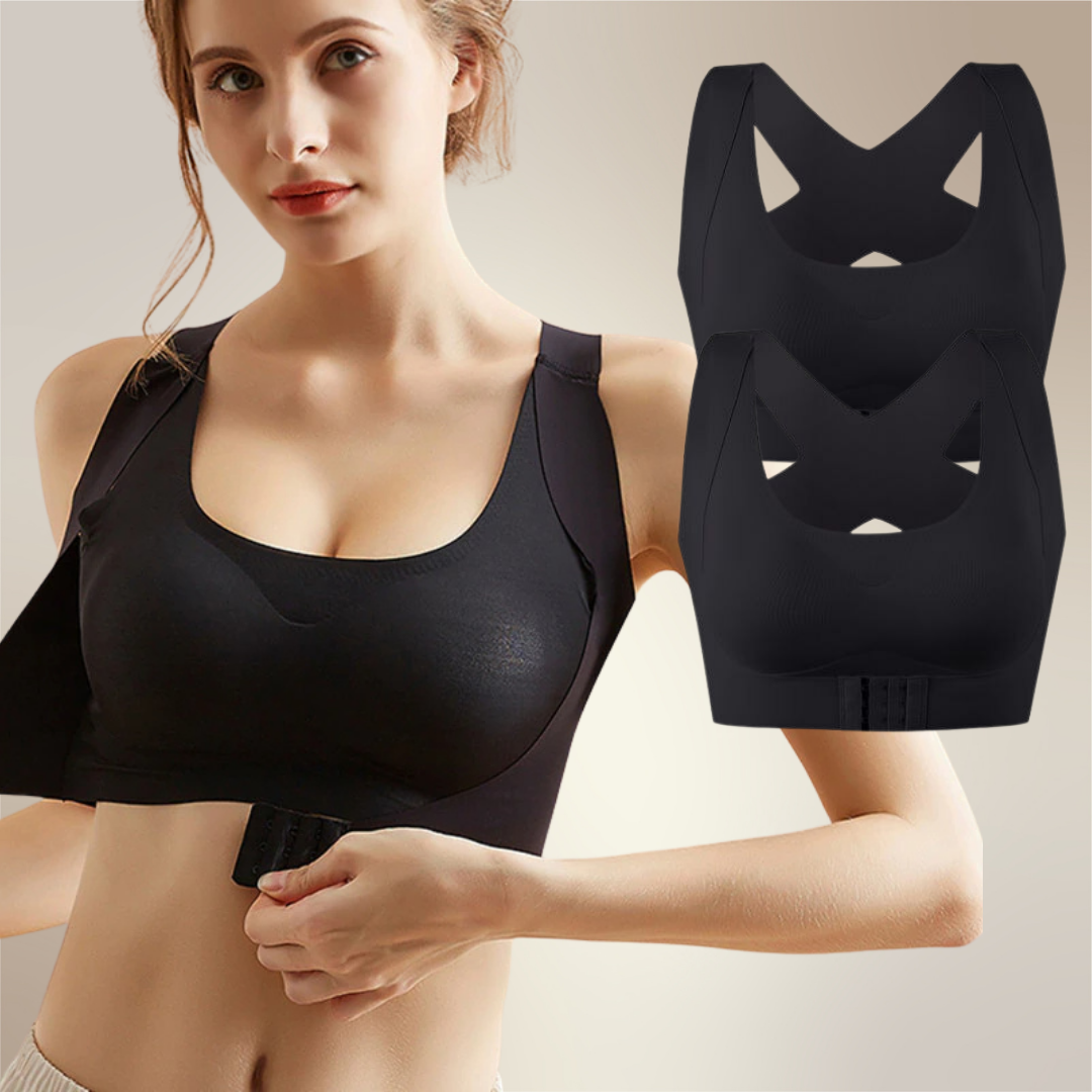 Posture Bra, Reggiseno correttivo per il mal di schiena (2-PACK)-Nero-M-Modaso