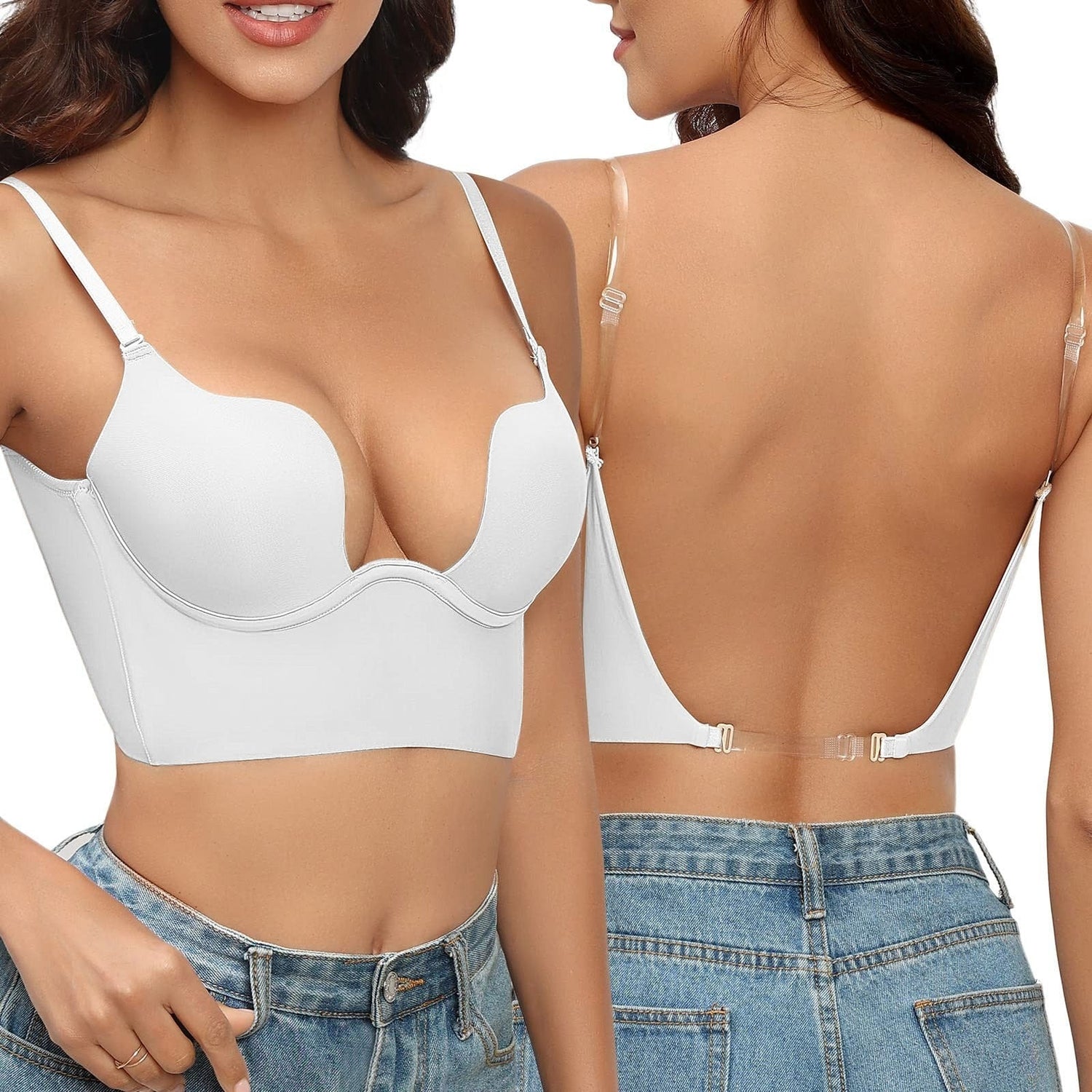 Reggiseno per abiti senza schienale - Spalline rimovibili - Regolabile - Reggiseno scollato - Reggiseno senza cuciture-Modaso
