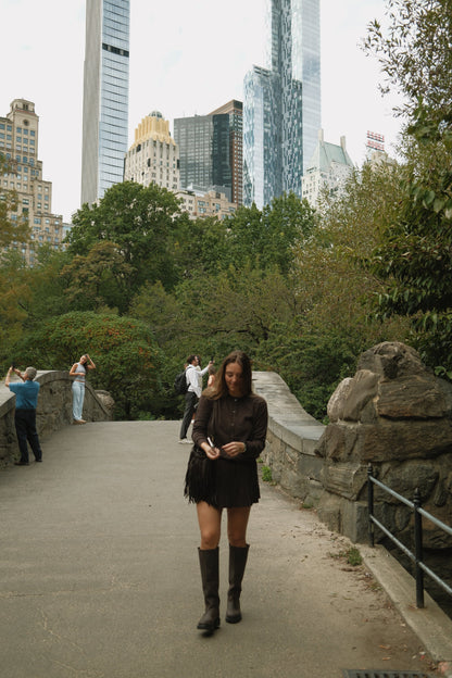 SET MAGLIA E GONNA MARRONE SCURO-Modaso