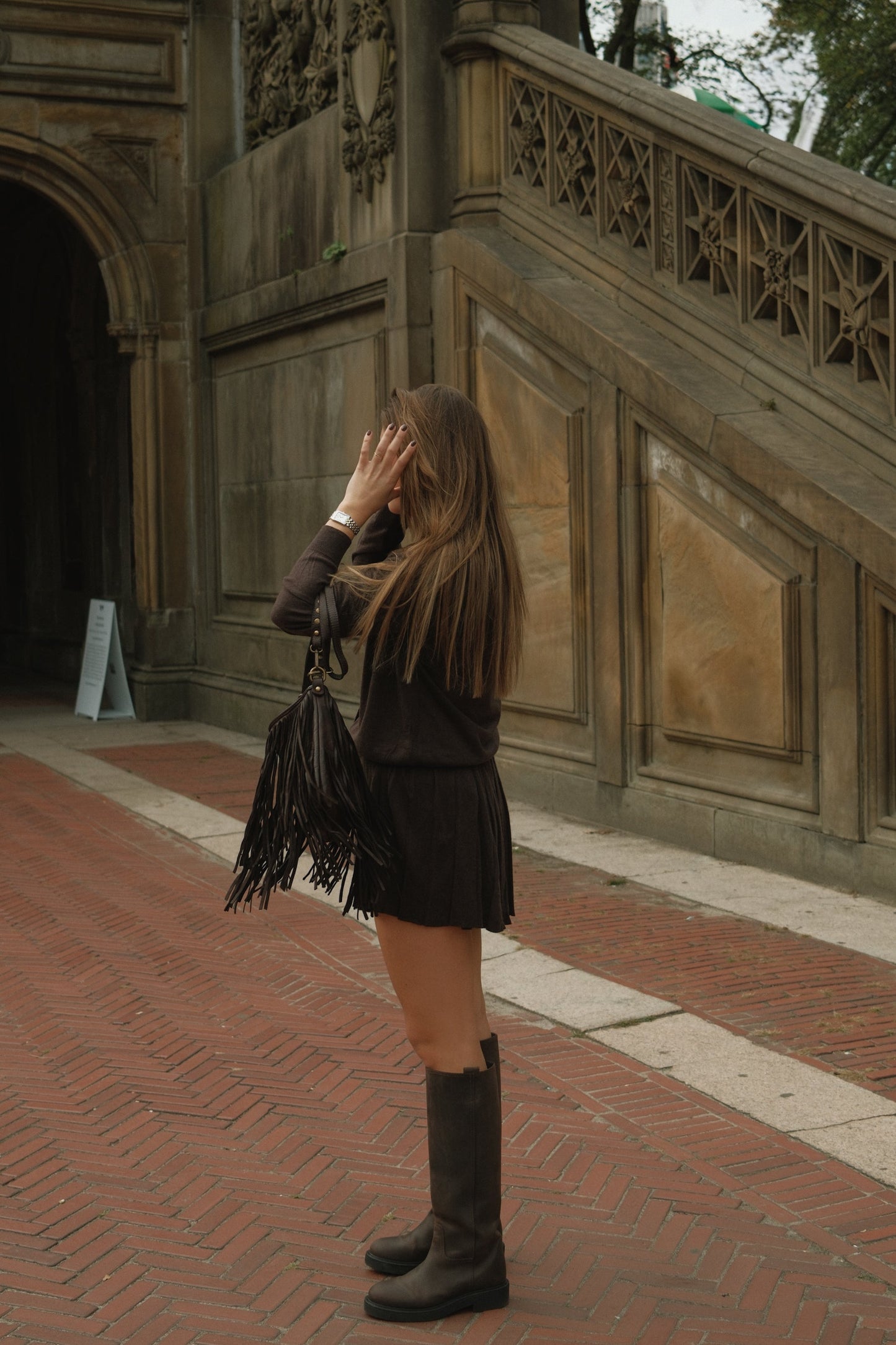 SET MAGLIA E GONNA MARRONE SCURO-Modaso