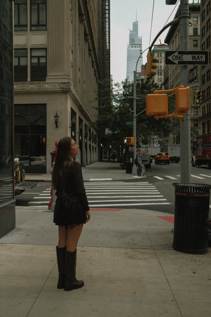 SET MAGLIA E GONNA MARRONE SCURO-Modaso