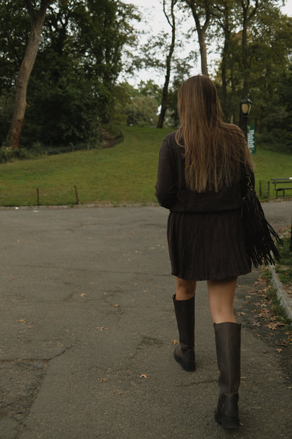 SET MAGLIA E GONNA MARRONE SCURO-Modaso